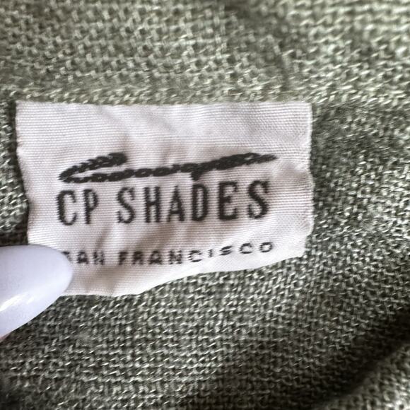 VTG CP SHADES Shirt Rayon Flax Linen M Sage Button Front Natural Earthy Coastal - Picture 3 of 8